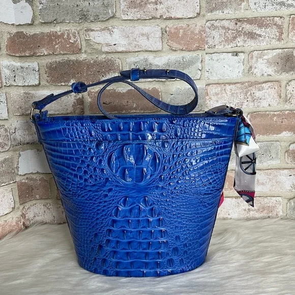 Brahmin Blue Croc-Embossed Shoulder Bag - Picture 5 of 14